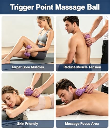 3 in 1 Foot Massage Ball Set, Standard Textured Peanut Massage Balls Kit, Deep Tissue Muscle Relaxation Therapy Tools Perfect for Home Office Gym Travel Use Purple Set - color: Purple Set