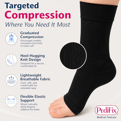 Pedifix Compression Ankle Sleeve, Foot & Ankle Support, Black, XXL 1 Sleeve - color: Black, size: XX-Large