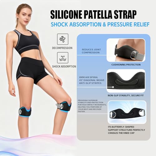 Knee Strap 2-Pack, Adjustable Patella Band for Knee Pain Relief & Patellar Tendonitis Support, Non-Slip Fit for Running, Basketball, Gym, Squats, Hiking, Workouts