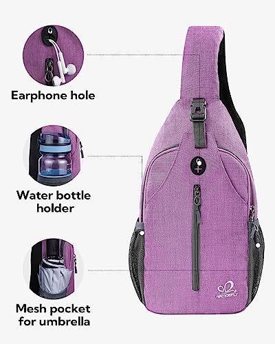 WATERFLY Crossbody Sling Backpack Sling Bag Travel Hiking Daypack - color: Purple(other Style)