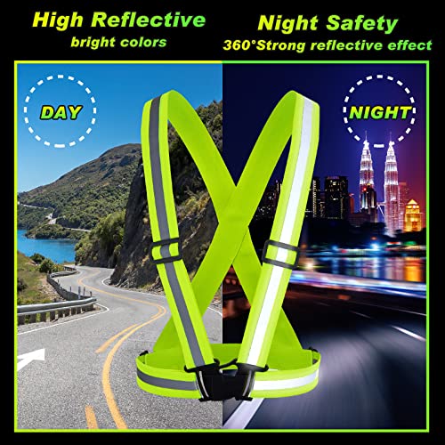 Hercicy 12 Pcs Reflective Safety Vest Hi Vis Adjustable Straps Yellow - color: Yellow
