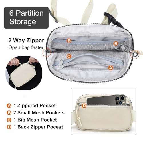 Mini Belt Bag for Women, RFID Small Fanny Pack, Womens Fashion Waist Packs with Extender Strap, Crossbody Bum Bags - color: J04-beige