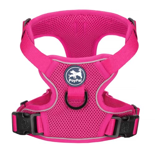PoyPet Mesh Dog Harness, Reflective Breathable Puppy Vest for Small Dogs - color: Fuchsia, size: S
