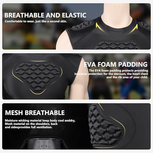 Men's Padded Compression Shirt - Football Rib Protector with EVA Foam Padding, Chest & Back Protection for Football, Rugby, Basketball, Baseball Breathable Impact Dispersion - size: X-Large