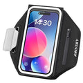 Running Armband with Earphone Bag, 6.9" Phone Holder for iPhone Samsung - color: Dark Black (Up to 6.9''), size: Medium