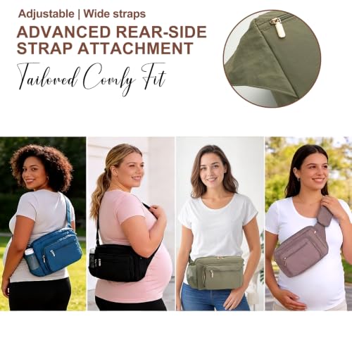 Rexmore Diaper Fanny Pack,Taslan Nylon Crossbody Mom Purse, Eucalyptus Gray - color: Eucalyptus Gray