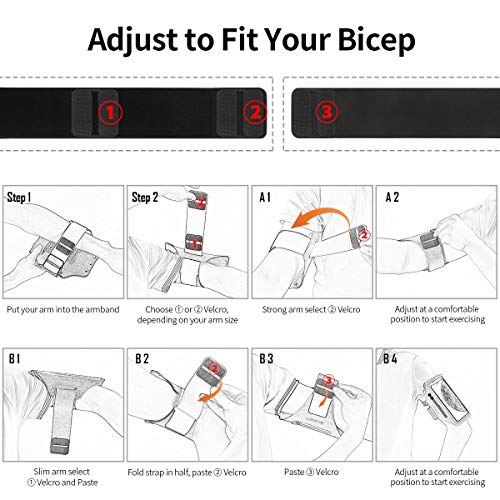 Running Armband with Earphone Pouch Fits Phones up to 6.9" - color: Purple (Up to 6.9''), size: Medium