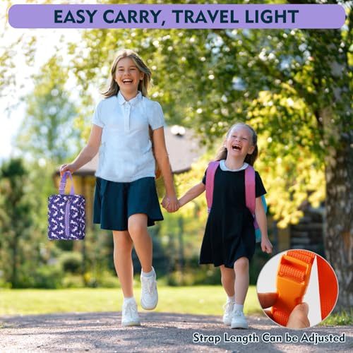 Insulated Snack Bag, Freezable Small Cooler Bag with Zipper and Adjustable Buckle, Rectangular Thermal Cooler Bag - color: Purple Unicorn
