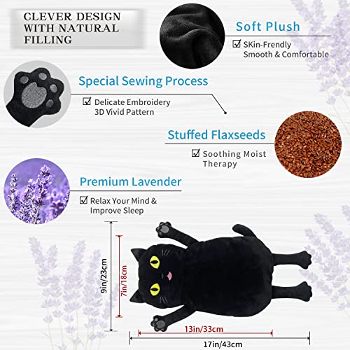 Microwave Heating Pad for Pain Relief, 17" x 9" Microwavable Heating Pads for Cramps, Back Pain, Neck Shoulder, Muscles, Knee, Joints, Natural Heat Pack Moist Heat, Black Cat - size: Medium Black cat - 3