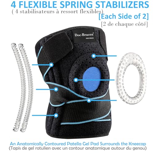 Knee Brace for Knee Pain, Adjustable Compression Knee Support Wrap with Side Stabilizers & Patella Gel Pad. Pro for Meniscus Tear,ACL,MCL,Arthritis, Joint Pain Relief,Injury Recovery - size: X-Large