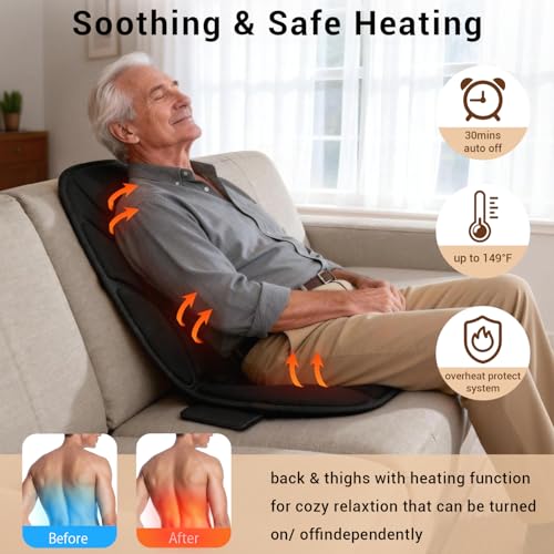 CARSHION Massage Chair Pad with Full Back Thighs Heat