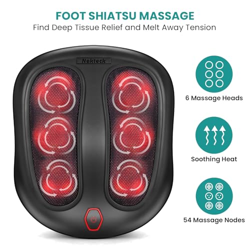 Nekteck Foot Massager with Heat, HSA Eligible FSA Massage Tools Gifts - color: Black