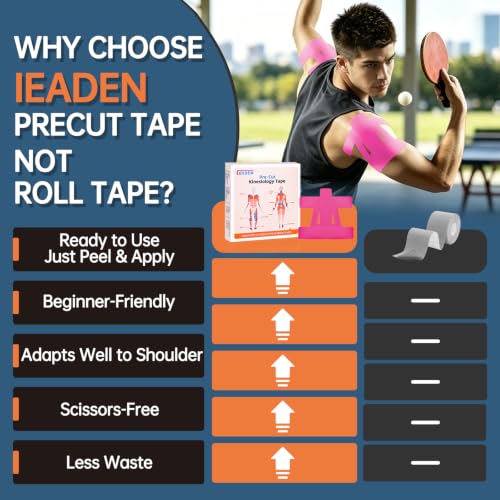 Precut Kinesiology Tape for Shoulder, 10 Pcs, Pink - color: Pink, size: 10 Pcs