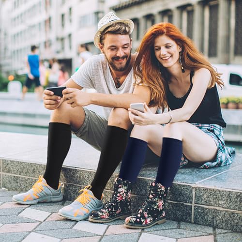 CTHH Toeless Compression Socks for Women & Men Open Toe Knee High Stocking - color: White/Navy Blue/Black, size: Small-Medium