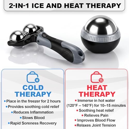 Ceenna 2 Pcs Massage Ball Roller Hot and Ice Cold with Drawstring Bag
