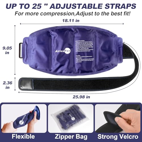 AiricePac 16 × 9" Large Ice Pack for Injuries Reusable Gel for Lower Back, Shoulder, Knee, Elbow, Hip, Leg, Soft Flexible Cold Compress for Pain Relief - style: BLUE-1