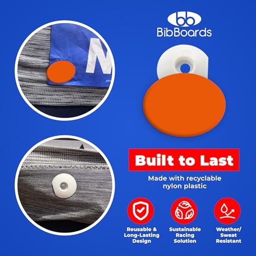 BibBoards bibSNAPS Race Bib Clips, Plain Orange, 4 Pack - color: Plain Orange