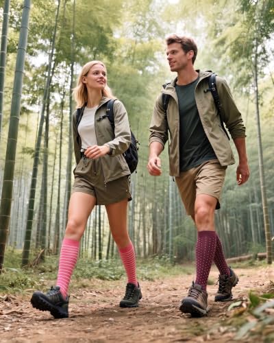 Bamboo Viscose Compression Socks|4Pairs 15-20mmHg Knee High Socks - color: Pink, size: Small-Medium