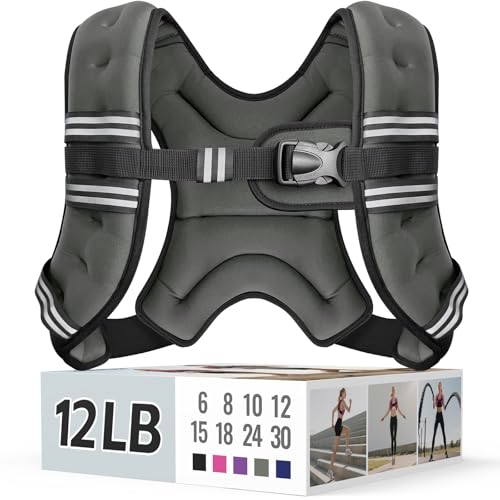 Zeerun Weighted Vest, 6/8/10/12/15/18/20/24/30LB for Men Women - color: Gray, size: 12 Lb