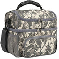 FlowFly Double Layer Cooler Insulated Lunch Bag Adult Lunch Box Large Tote Bag for Men, Women, With Adjustable Strap,Front Pocket and Dual Large Mesh Side Pockets - color: Digital Camo