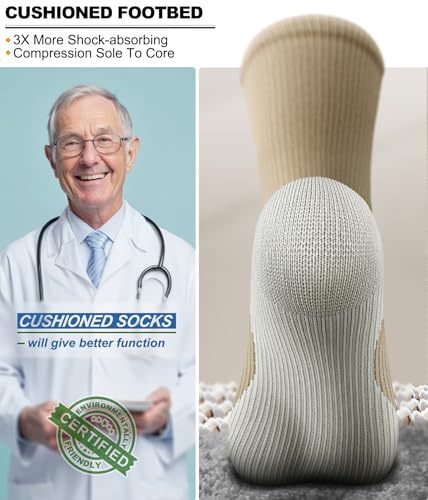 BULLIANT Men's Cushioned Compression Knee High Sports Recovery Socks 3Pack - color: 3pairs-nude8395, size: Small-Medium