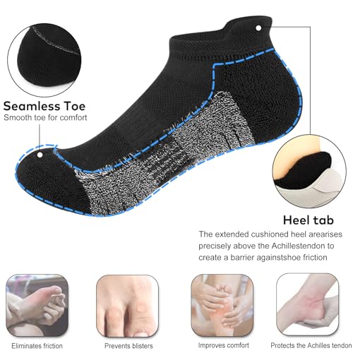 cuangya Ankle Socks Women Athletic Running Cushion Low Hiking Sock 5-6 Pair - color: 5 Pairs Black, size: 5-8
