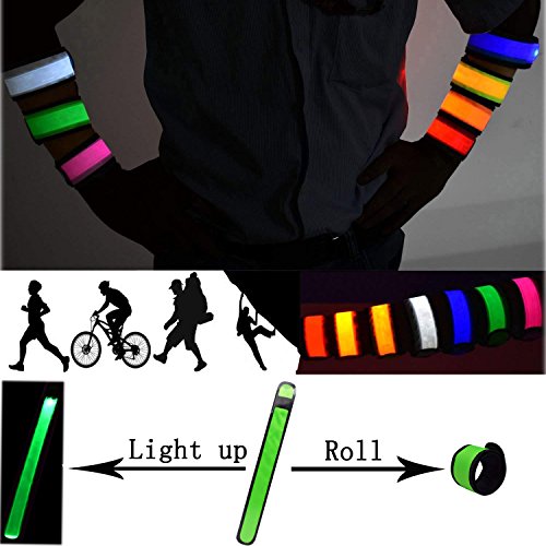 LED Glow Slap Bracelets Light Up Wristbands Flashing Arm Wrist Bands High Visibility Safety Gear Lights for Cycling Walking Running Concert Camping Outdoor Sports, Fits Women Men - color: 2 Pack - White