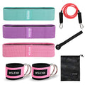 8 Pcs Resistance Bands Set Workout Bands for Leg and Butt, Fabric Non Slip Training Exercise Band with 2 Legs Ankle Straps Door Anchor for Men Women Home Fitness Gym Yoga Squat Glute