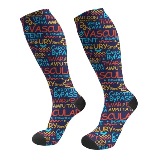 FREEHOTU Compression Knee High Socks for Women/Men Circulation 15-20 Mmhg - color: Vascular