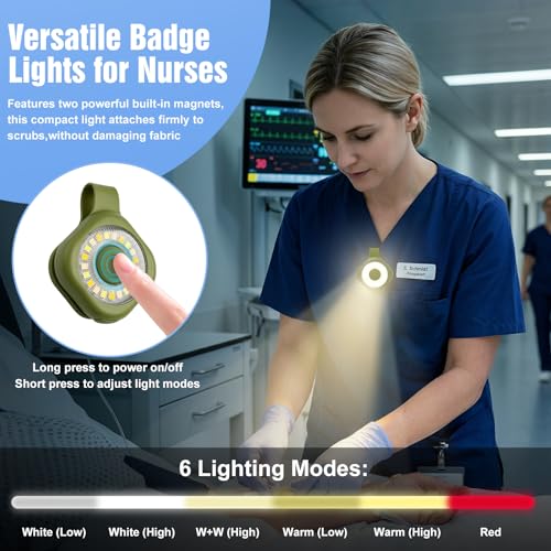 Rechargeable Nurse Lights Clip On for Night Shift, Badge Light - color: F-Green