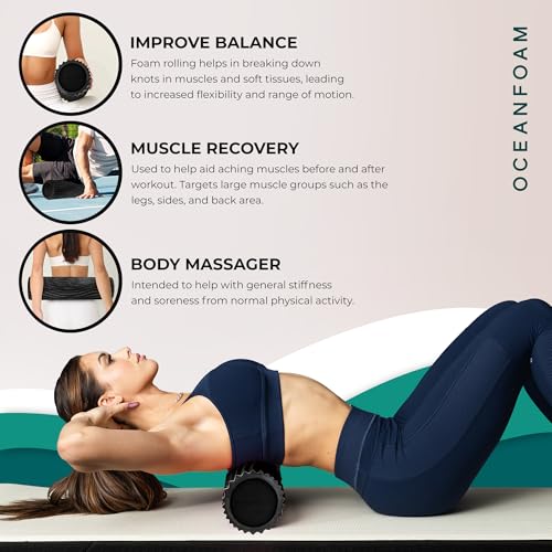 Oceanfoam Soft Tidal Roller - Soft Density Foam Roller (Black & Charcoal) - color: Black & Charcoal Marbled