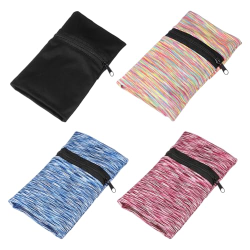 Wrist Pouch Wrist Wallet Wristband with Zipper Sports Sweatbands - color: Black/Rainbow/Blue/Pink
