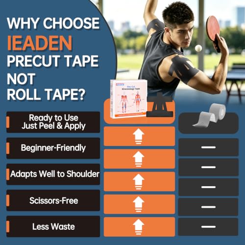 Precut Kinesiology Tape for Shoulder, 10 Pcs, Black - color: Black, size: 10 Pcs