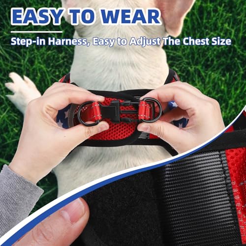 PUPTECK Dog Harness Small Sized Dog, Step in Adjustable Reflective Dog Vest Harness Escape Proof, No Pull Soft Padded Harness Easy Control, Star, M - color: Blue(Stars), size: M (CHEST: 14.5"-20")