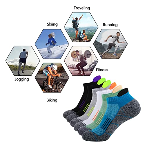JOYNÉE Mens Ankle Athletic Low Cut Socks Running Sports Cushioned Sock for Men 6 Pack - color: Colorful2-6pairs