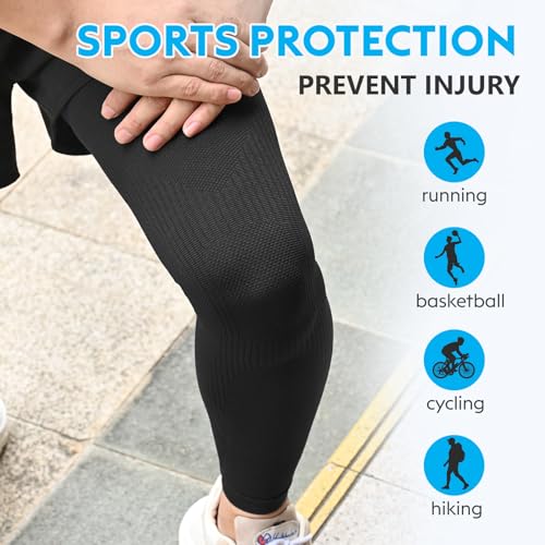 KEKING Full Leg Compression Sleeves, 20-30mmHg Graduated, Unisex, Running - color: All Black, size: XX-Large