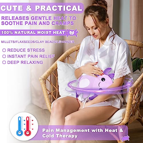 Microwave Heating Pad for Period Cramps Pain Relief, 16×12", Purple Axolotl - size: Purple Axolotl