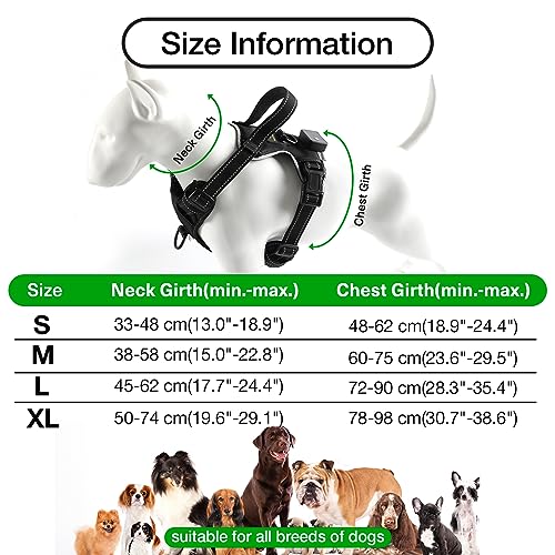 MASBRILL Light Up Dog Harness - No Pull Led Dog Harness Rechargeable Adjustable Lighted Dog Vest Harness for Small Medium Large Dogs - color: Black-Green, size: XL