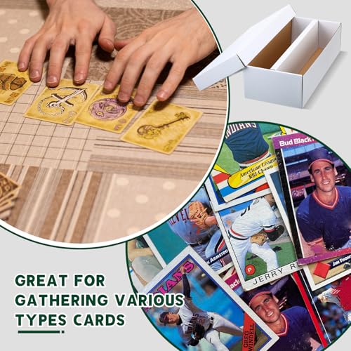 Yahenda 8 Pack Trading Card Storage Box,1600 Standard Cardboard Storage Boxes Holds 2 Rows Trading Organizer for Gaming Basketball Baseball Football Hockey Sports Collecting Supplies(White)