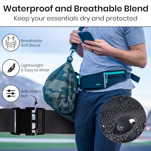 Vive Running Belt Fanny Pack for Women, Men, Kids, Adults, Jogging - color: Teal