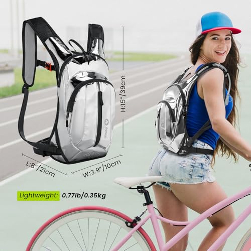 Nepest Hydration Pack Backpack with 2L Water Bladder Reflective Lightweight - color: Holographic - Silvery