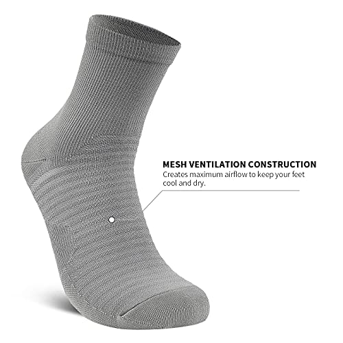 Compression Running Ankle Socks Men & Women 6 Pairs Quarter Cycling Socks - color: Gray (6 Pairs), size: Small-Medium