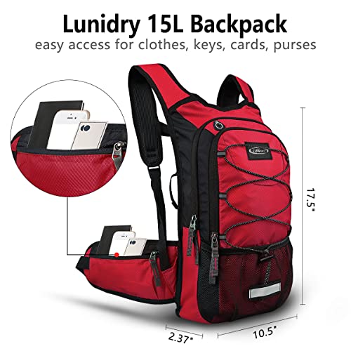 Hydration Backpack with 3L Water Bladder, Small Hydration Pack Backpack for Men Women, Lightweight Water Backpack with Cooler Layer for Running, Biking, Hiking - color: Red