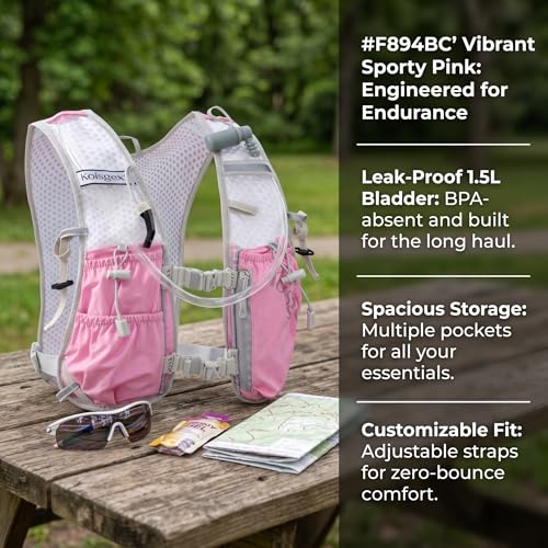 Running Hydration Vest Backpack with 1.5L Bladder for Men Women - color: pink, size: without hydration