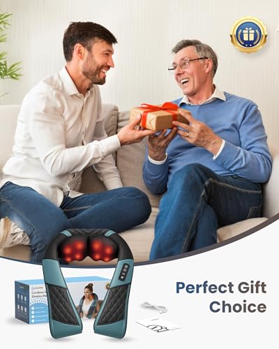 COMFIER Cordless Neck Shoulder Massager with Heat,Black Blue - color: Black Blue