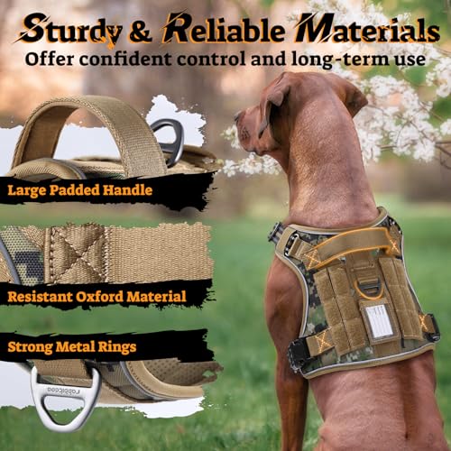 rabbitgoo Tactical Dog Harness Medium Sized, No Pull Service Pet Vest - color: Brown Camo, size: M(chest:20.1"-33.9",neck:17.7"-22.3",back:7.5")