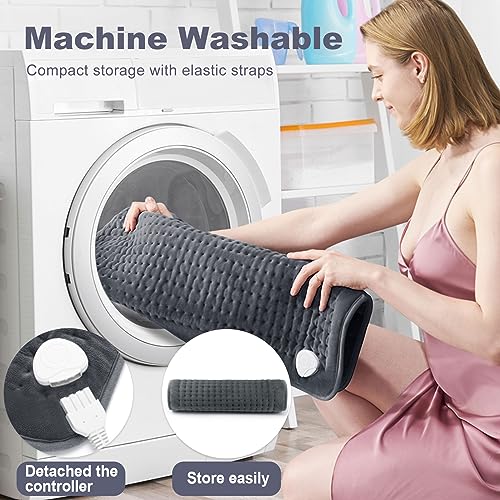 VAAGHANM Heating Pad: 33 x 17 inches Electric Heating Pad for Back - Extra Large Heat Pad for Shoulder/Neck/Knee/Arms - Upgraded 6 Timer & 6 Temperature Controller -Gift for Women - color: Rock Gray