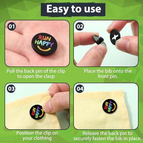 Suncalla 12pcs Race Bib Clips, Runner Race - color: Black, style: Smile