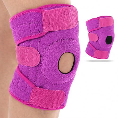 Foilswirl 1 Pcs Kids Knee Brace with Side Stabilizers,Rose Red - color: Rose Red