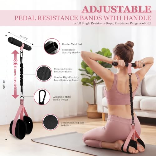 HIMESPORNER Pedal Resistance Band with Handle & Ankle Straps, Figure 8 Band